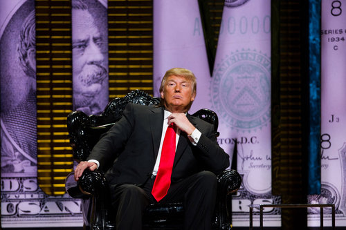 Donald Trump appears onstage at his Comedy Central Roast in New York, Wednesday, March 9, 2011. (AP Photo/Charles Sykes)