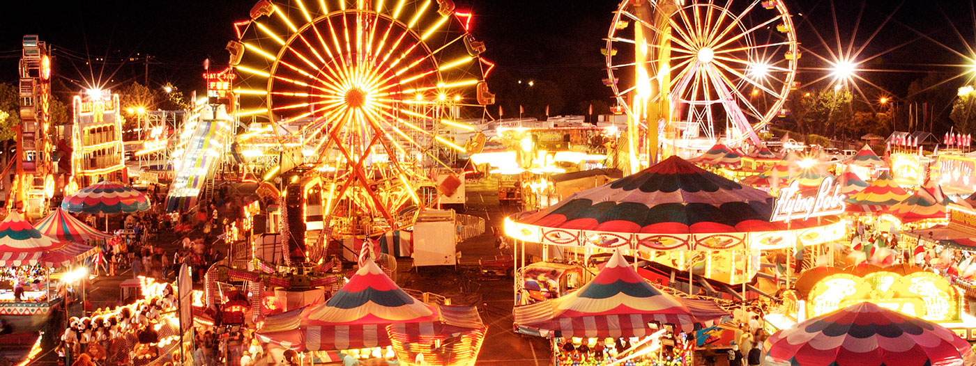 Alameda county fair at night with lights