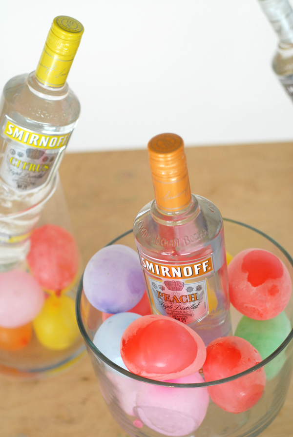 Colorful frozen water balloons to help keep drinks cold! 