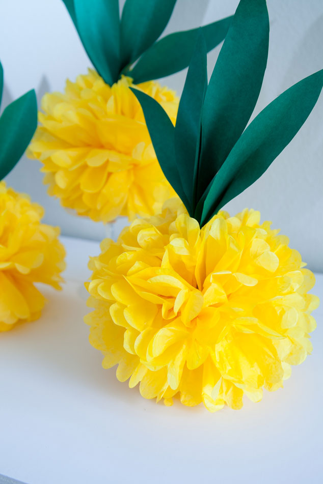 Yellow and green tissue paper pineapple decoration