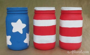 Patriotic major jars red and white stripped and blue and white stars