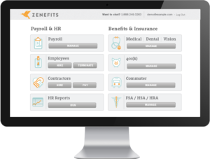 Zenefits startup dashboard on computer screen