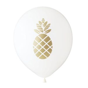 White balloon with gold pineapple decoration