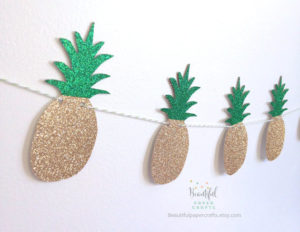Glitter gold and green pineapple banner
