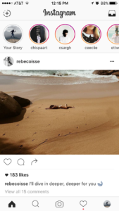 Instagram Stories on newsfeed